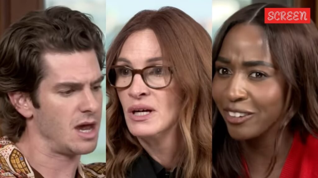 Andrew Garfield and Julia Roberts shut down in confusion, as reporter ignores co-star Ayo Edebiri during interview: ‘I don’t think that’s done’ | Hollywood News