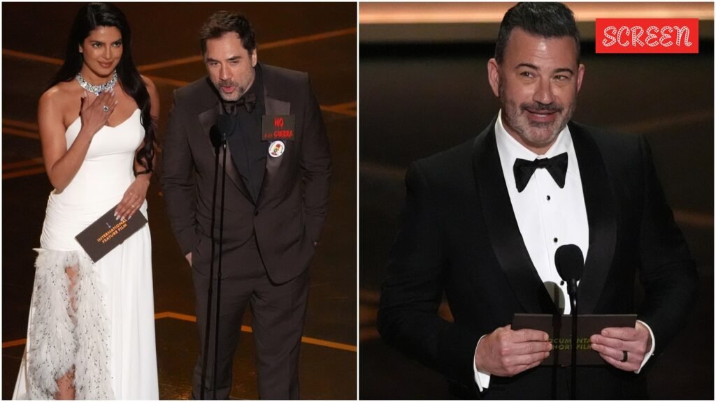 ‘No to war’: Javier Bardem’s viral Palestine plea with Priyanka Chopra by his side; Jimmy Kimmel’s digs at Donald Trump dominate a politically charged Oscars 2026 | Hollywood News